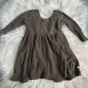 Ruffle Butts brown waffle knit dress size 3T // 3505